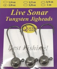 Queen Tackle Live Sonar Tungsten Ball Jigheads - Choose Size