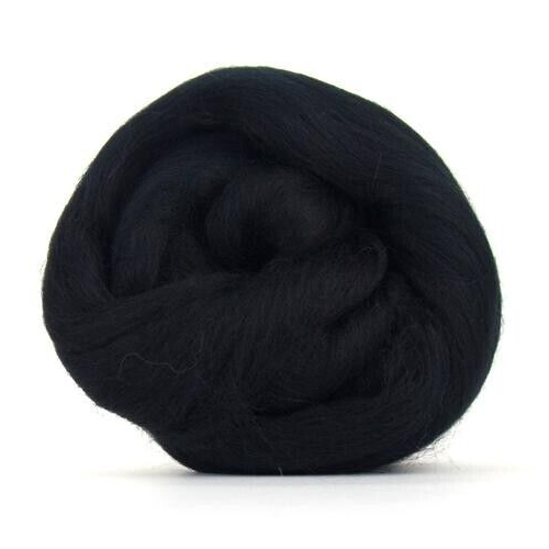 Black Merino Wool dyed fibre roving / tops - 50g - hand spinning needle felting