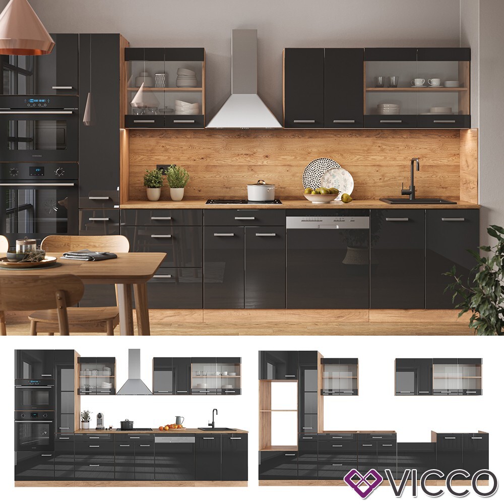 Vicco Cuisine Sonoma/Chêne doré 350cm sans PT