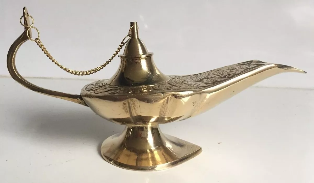 Large Aladin Genie Oil lamps Brass Magic Lamp Aladdin Middle Eastern Chirag