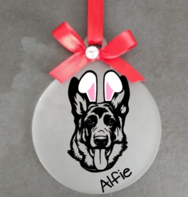 Elsässer Deutscher Schäferhund personalisiert Ostergeschenk Deko Kugel hängend
