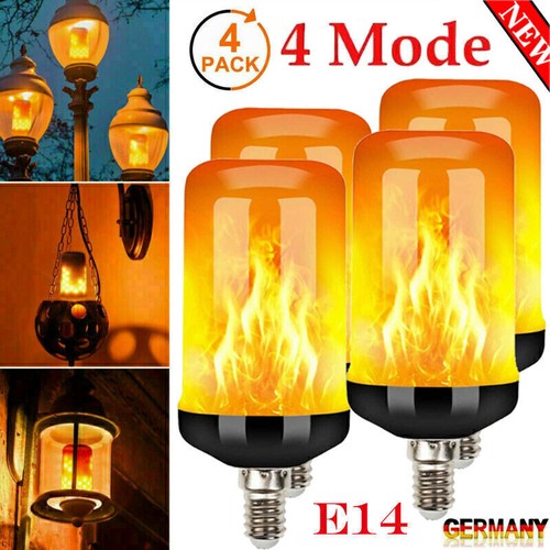 4× E14 LED Licht Fackel Feuer Lampe Flammen Effekt Glühbirne Flacker Birne Dekor - Bild 1 von 10