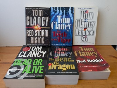 Tom Clancy Paperback Book Bundle x 6 -Rainbow 6, The Bear & The Dragon, R Rabbit