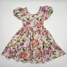 Janie and Jack Floral Puff Sleeves Cotton Toddler Girls 4 Skater Dress Pink EUC 