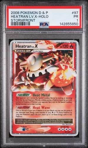 2008 POKEMON DIAMOND & PEARL STORMFRONT #97 HEATRAN LV.X-HOLO PSA 1