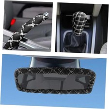 Car Gear Shift Knob Cover  Handbrake Cover  Rearview Mirror Cover Set, White