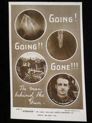 WILLIAM LEEFE ROBINSON WW1 Fighter Pilot 1st to Shoot Down German Zepp Postcard