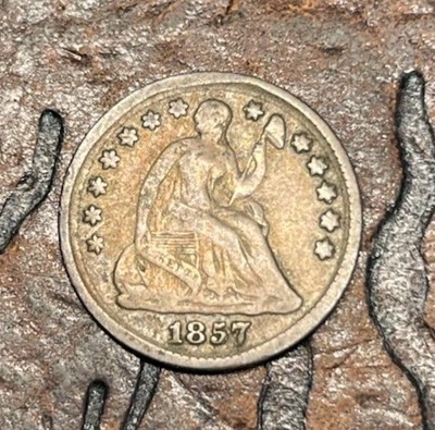 1857 US Seated Liberty Silver Half Dime USA   Historic Silver Coin 