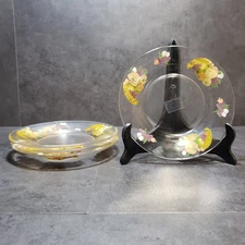 Thanksgiving Dessert Plates Cornucopia Hand Painted