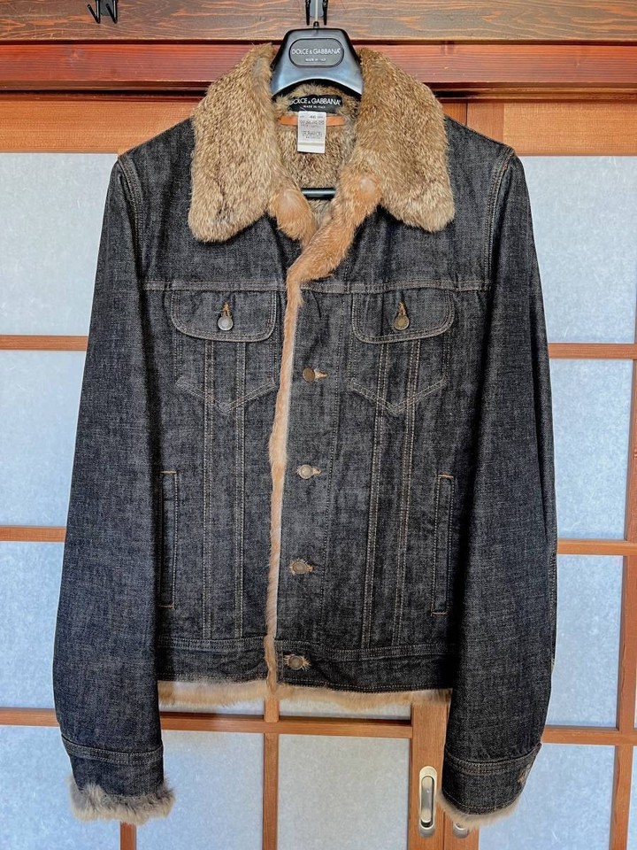 Mens DOLCE&GABBANA DOLCE GABBANA Lined Rabbit Fur Denim Blouson 46 | eBay