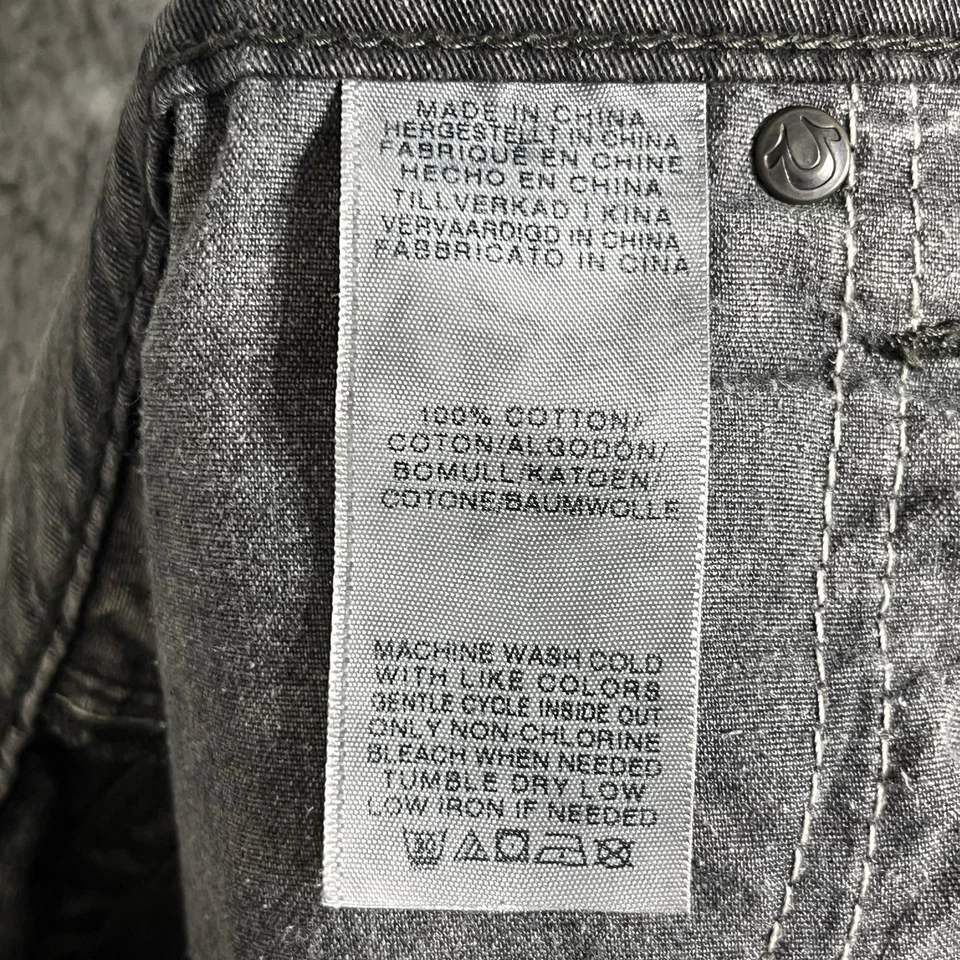 True Religion Ricky Relajado Solapa Recta Bolsillo Lavado Ácido Talla 36x32 Envejecido Foto 4 de 4