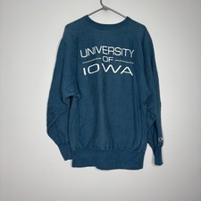 Vintage Champion Reverse Weave University of Iowa Size XL 90s USA Teal Blue
