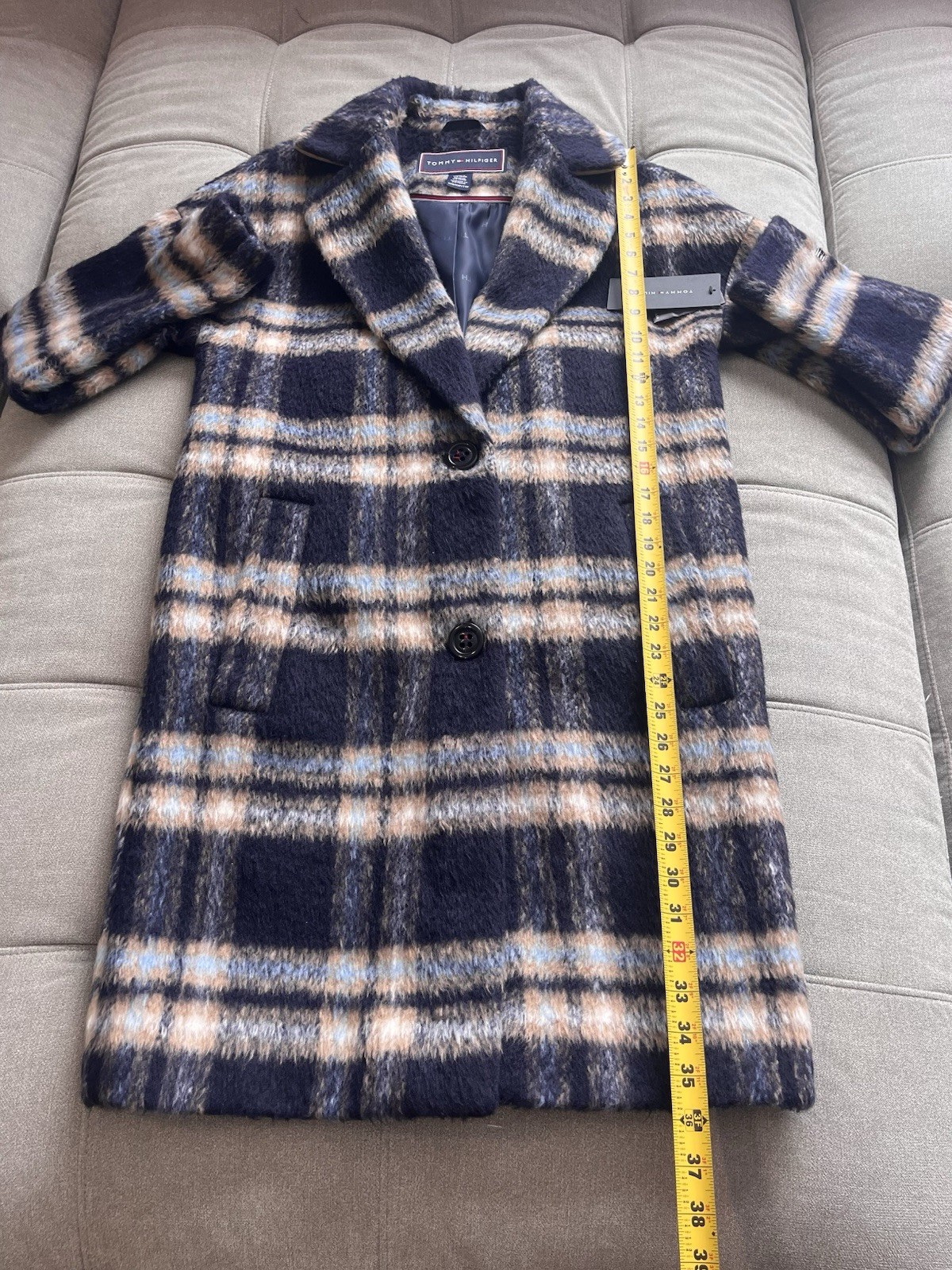 Tommy Hilfiger Women's Single-Breasted Plaid Notch-Neck Coat XXS Fits XS, Small thumbnail 5