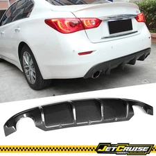 Fits 14-17 Infinite Q50 V37 S Style Carbon Fiber Rear Bumper Lip Diffuser