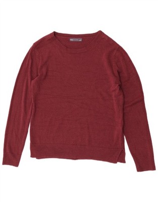 Marks & Spencer Damen Pullover Pulli U-Boot-Ausschnitt UK 12 Medium weinrot Acryl AE07