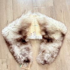 NWT Russian 1960s Genuine Fox Fur Stole Collar Vintage Silver Light Brown
