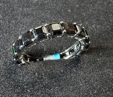 Eternity ring size 7 Black Onyx Asscer cut 3.5 tcw sterling silver .925