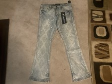 Valabasas Men’s Gray Skinny Cotton Denim Jeans w/ Logo Accents Regular