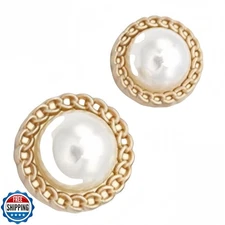 5PCS Pearl Gold Metal Women Coat Buttons for Clothing Sweater Decoration Sewi