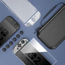 For Nintendo Switch 2 Accessory Case Set -PC Cover +TPU Joycon Grip,Carrying Bag