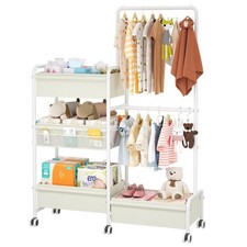 2in1 Baby Diaper Caddy  Clothes Organizer and Storage Rolling Cart, Large Ca...