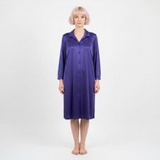Vintage Vanity Fair Nylon Nightgown House Dress Sold Purple Sz M Button Front