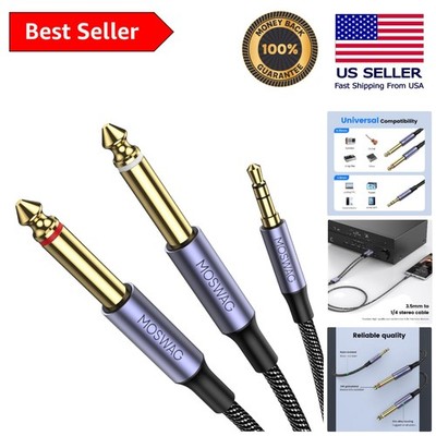 High-Fidelity 3.5mm to Dual 6.35mm Cable - Perfect for Mixers & Speakers, 3.28FT