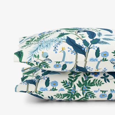 Rifle Paper Co Peacock Sateen Pillowcase Set Ivory Multi Standard