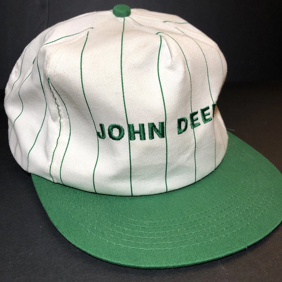 Gorra gorra vintage NOS JOHN DEERE K-Products Snapback hecha en EE. UU. a rayas Foto 2 de 4