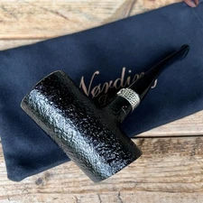 Erik Nording Classic Silver Sandblasted Tall Poker Briar Tobacco Pipe - NEW