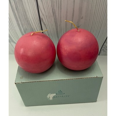 PartyLite Pair of 3  Ball Candles New in Box Cherry Orchard 