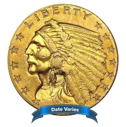 $2.50 Indian Head Gold Quarter Eagle 0.1209 ozt Very Good - Very Fine VG-VF