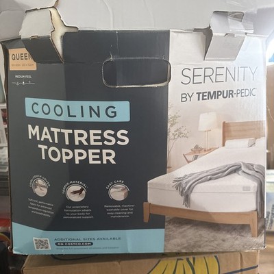 Tempur-Pedic Serenity Cooling Memory Foam Mattress Topper Queen White