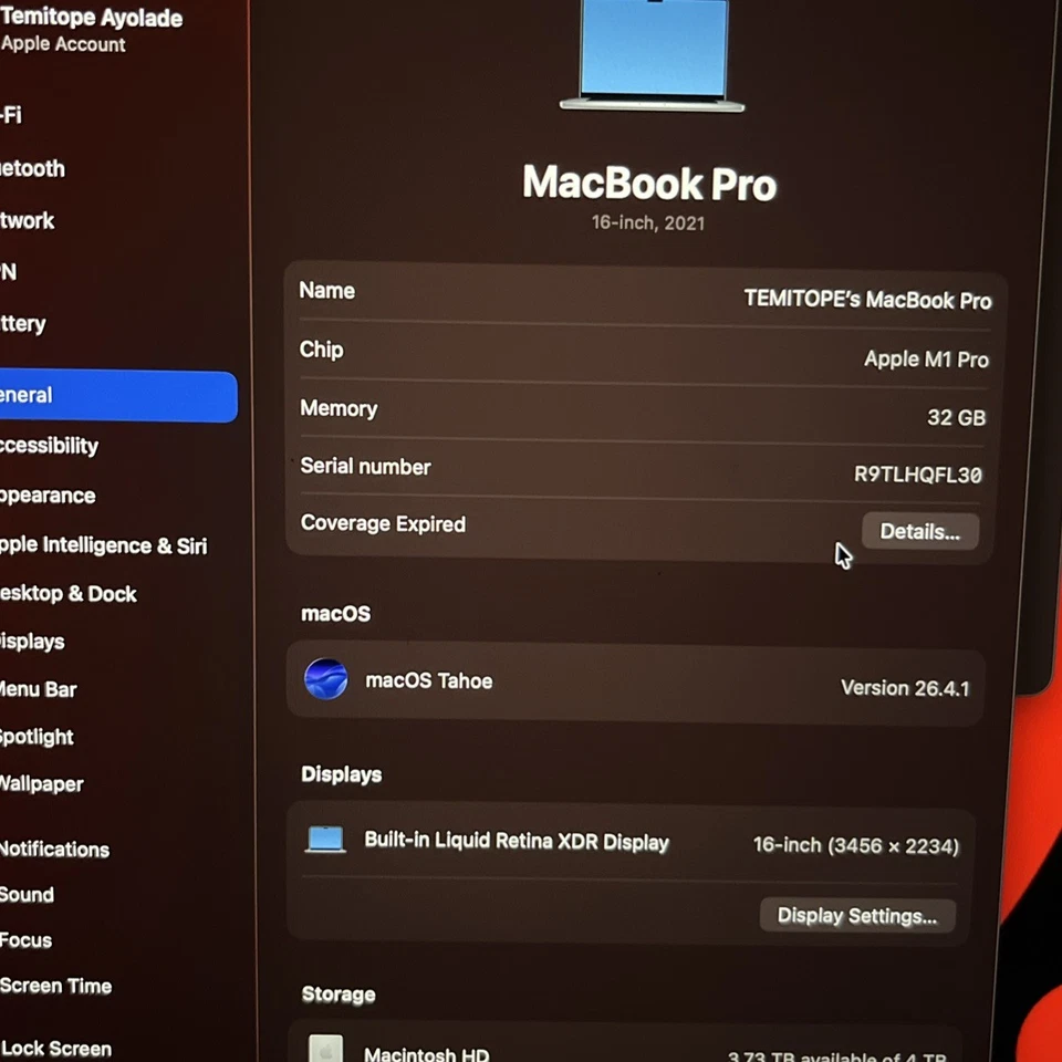 Apple MacBook Pro 16" M1 Pro · 32GB · 4TB, photo 1 of 5