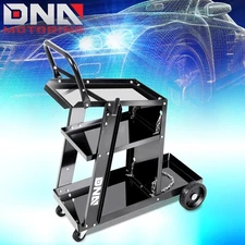 Portable w/ 4 Wheels 3 Levels w/ Pushing Handle Metal Welding Cart Gloss Black