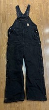 Carhartt Bib Overalls Mens 38x32 Black Duck R41-BLK Insulated Zip Leg Workwear