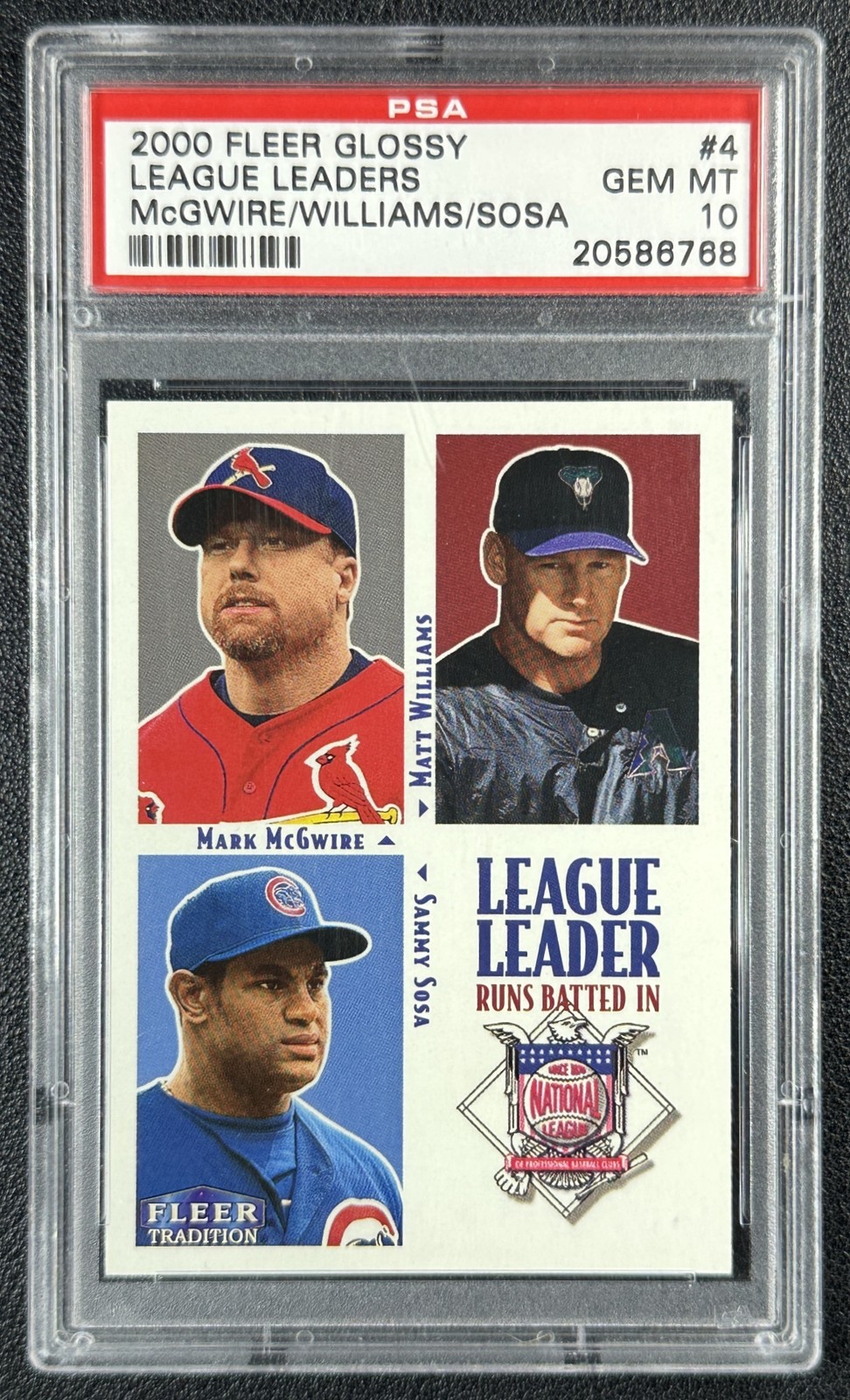 POP 2! MARK MCGWIRE SAMMY SOSA WILLIAMS PSA 10 2000 FLEER GLOSSY LEAGUE LEADERS