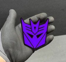 2x Decepticon Transformer Mask Car Fender Badge Acrylic Emblem Purple / Black