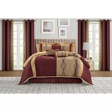 Stratford Park Kath Geometric Elegant Wine Gold 15 Pc. King Comforter Set