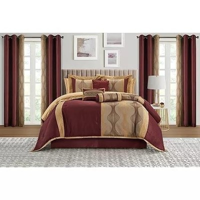 Stratford Park Kath Geometric Elegant Wine Gold 15 Pc. King Comforter Set