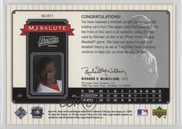 2001 Minor League Baseball Centennial MJ Salute Bat Michael Jordan #MJ-B11 HOF - Image 2 of 2