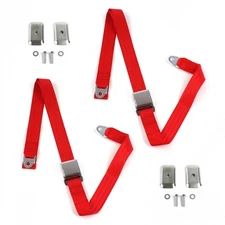 Ford Truck 1948 - 1952  Airplane 2pt Red Lap Bucket Seat Belt Kit w/ Bracketry -