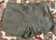 Ann Taylor Loft Shorts size 6 Original green flat front cuff Linen blend