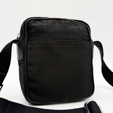 BVLGARI Shoulder bag Logo Mania Canvas Leather Black Authentic From Japan