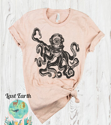 Octopus Shirt, Diver Shirt, Deep Sea Diving Shirt, Vintage Soft Shirt, Bella Can
