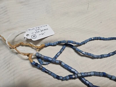 Vintage Czech opaque,lt.blue faceted,Czech,trade beads.~3-4mm, $40.00/strand, H - Image 1 of 2