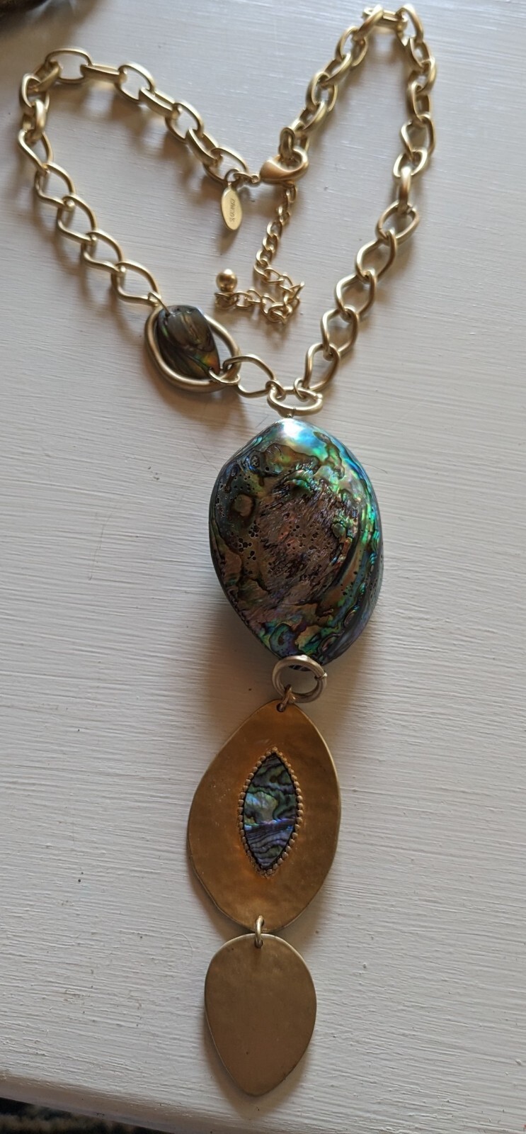 Chico's Abalone Shell Gold Tone Statement Necklac… - image 1