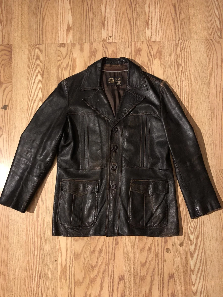 Golden Leaf Vintage Brown Leather Jacket