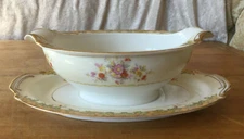 kingswood China Occupied Japan Aragon Gravy Boat Dish with Attached Underplate