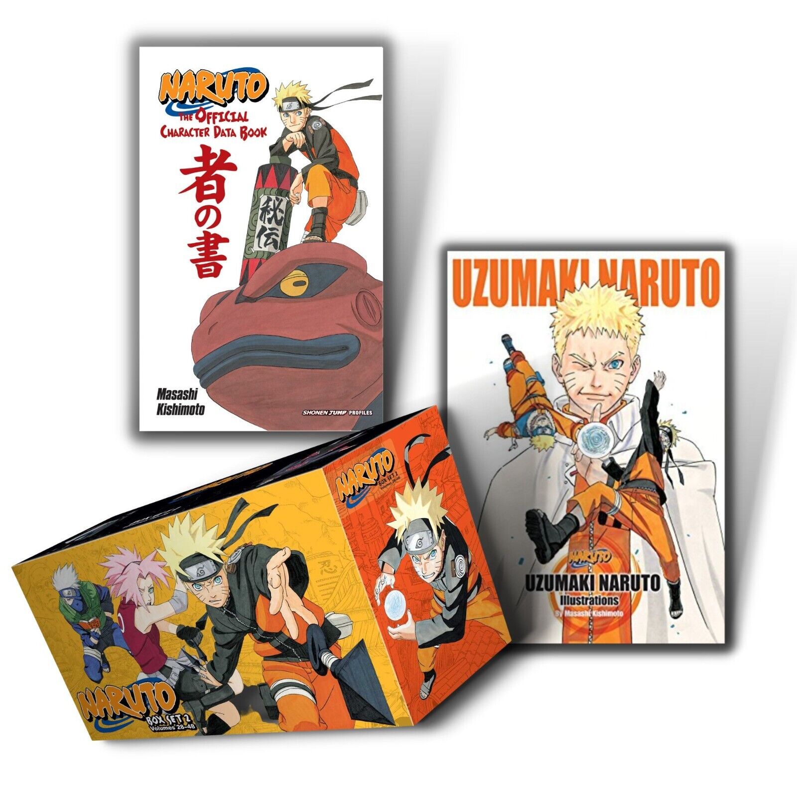 Naruto Box Set 2 Vol 28-48 with Official Character Book & Uzumaki Illustrations